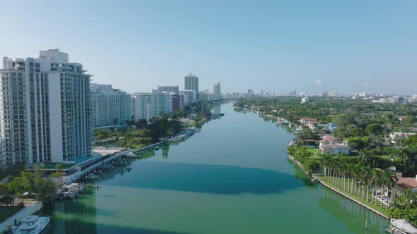 Aerial Descending Footage of Luxury Residential Borough in Tropical Area