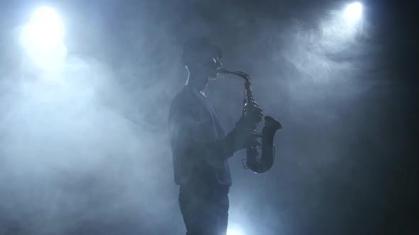 Slow Play Jazz Music on Saxophone on Dark Smoky Studio