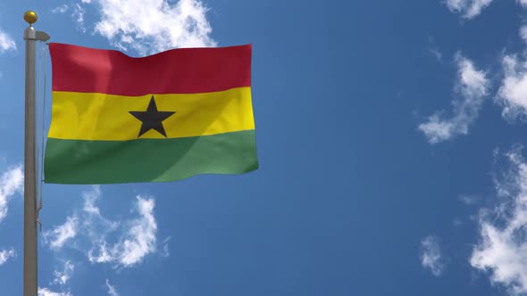 Ghana Flag On Flagpole