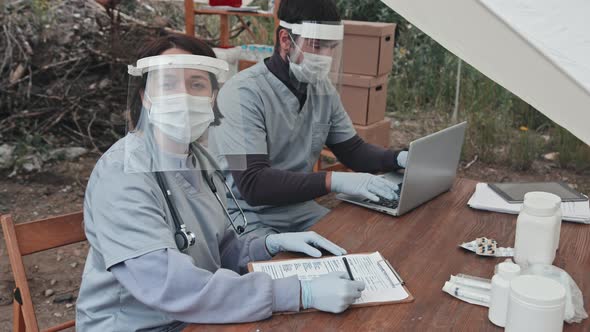 Portrait of Female Medical Worker at Refugee Camp