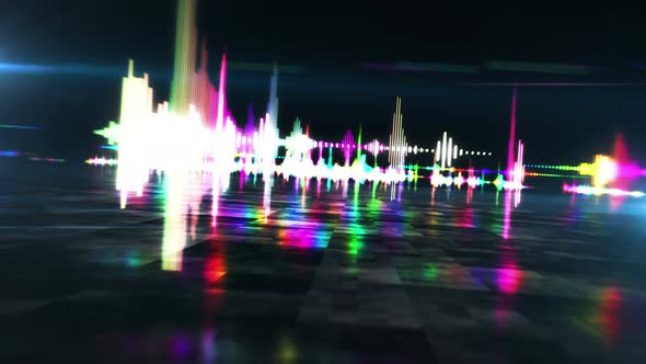 Audio spectrum music neon sign abstract hyperspace