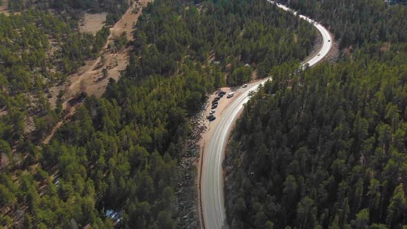 Aerial B-Roll over Highway in Rocky Mountains