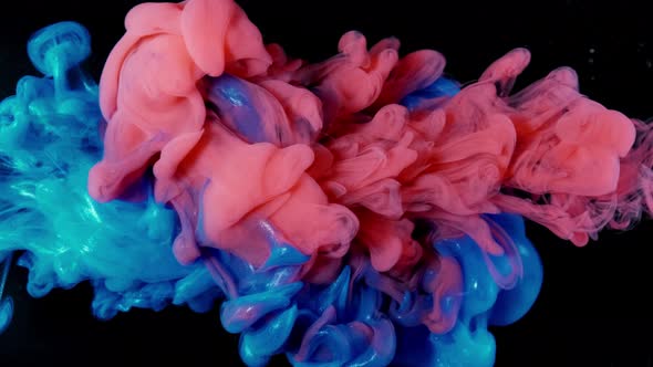 Beautiful Red and Blue Color of Smoke Underwater