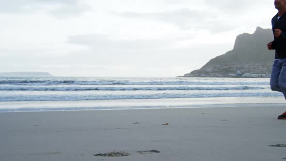 Man running on the beach