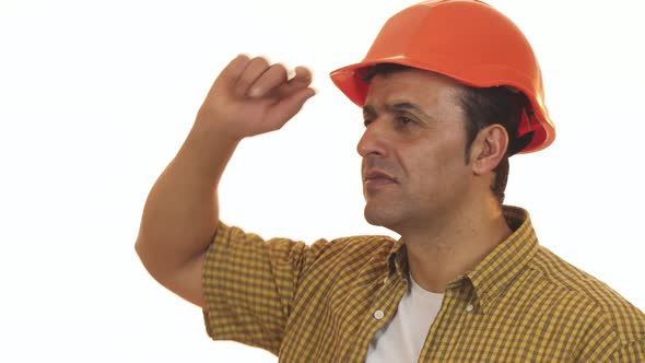 Professional Contractor Looking Shocked Wearing Hardhat