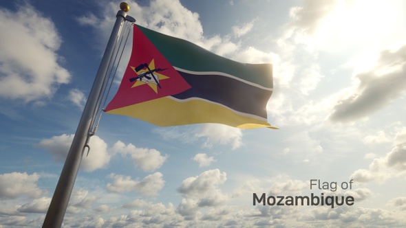 Mozambique Flag on a Flagpole