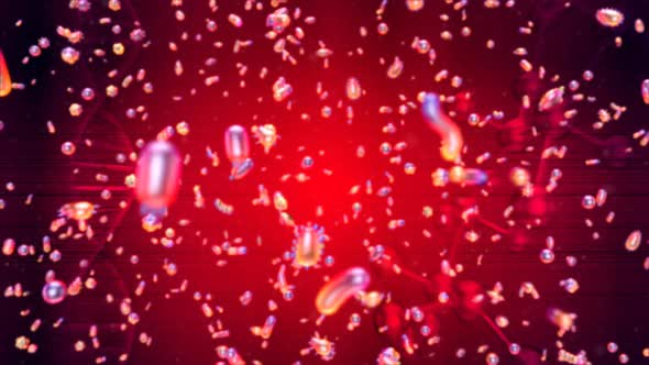 Abstract 3D background of moving bacteria