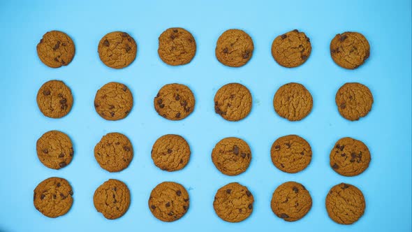 Stop Motion Cookies Dancing on Blue Background