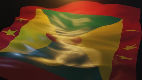 Grenada Flag Low Angle View