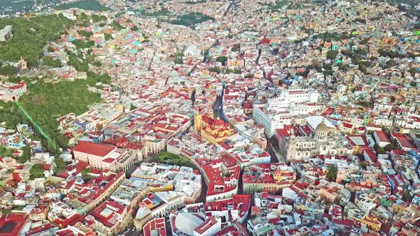 Guanajuato downtown aerial view