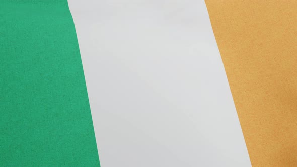 National Flag of Ireland Waving Original Size and Colors 3D Render Bratach Na Heireann or Irish