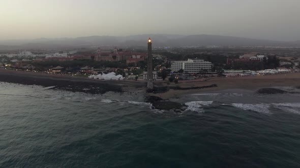 Aerial View of Maspalomas Lighthouse and Resort on the Coast