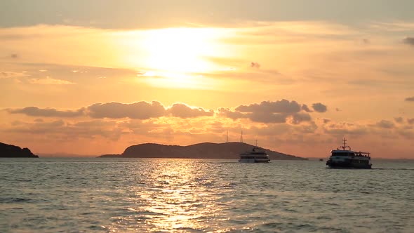 Ships at Sea After Sunset