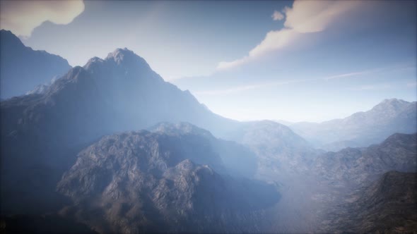 Volcano Crater Landscape with Fog alt