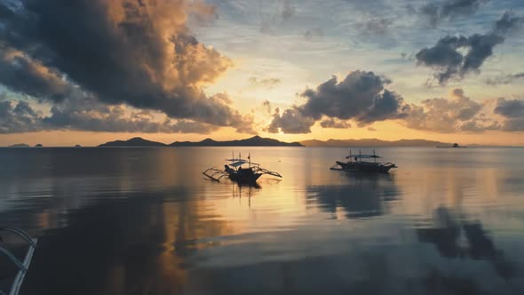 Dramatic Colorful Orange Sunset Landscape