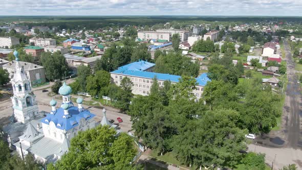 Flying Over a Russian Village on a Drone