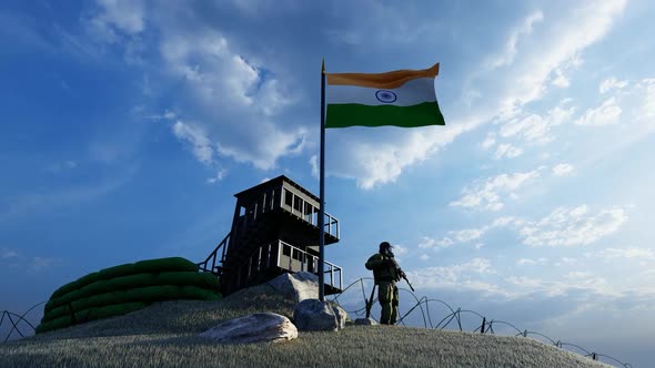 Soldier Protecting Guard by the Border of India