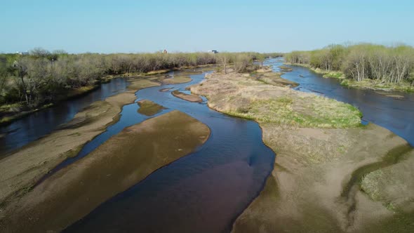 South Platte River, near North Platte, Nebraska, drone shot