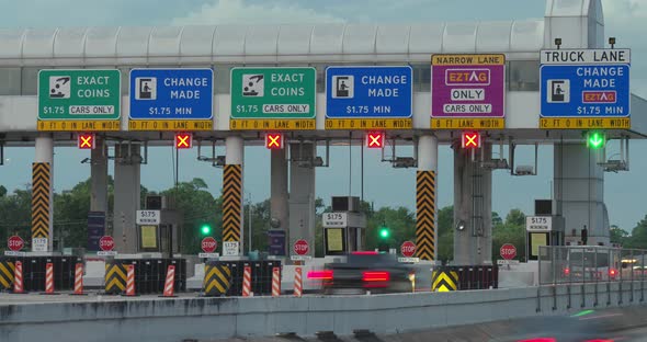 Timelapse of cars going through the toll road in Houston, Texas