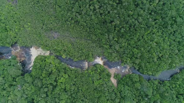 Aerial Shot of a river in the Amazon Jungle
