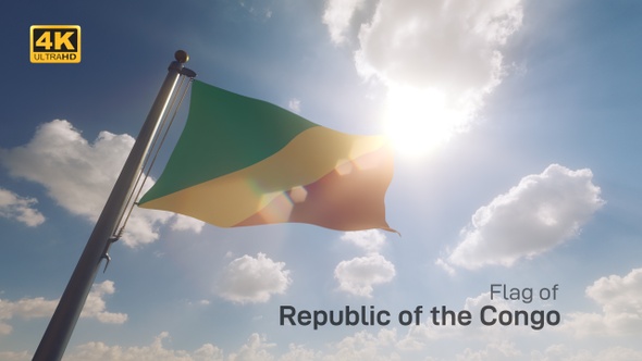 Republic of the Congo Flag on a Flagpole V2 - 4K