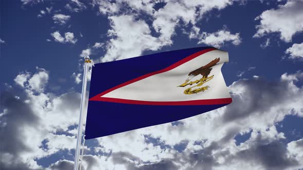 American Samoa Flag With Sky 4k