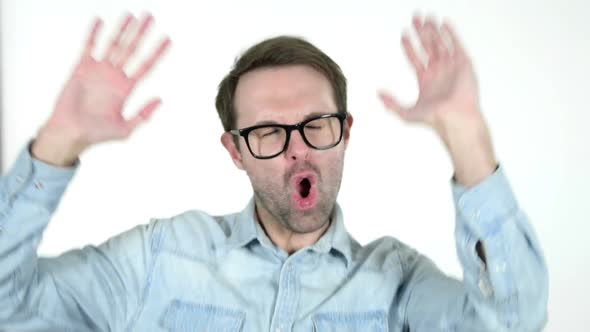 Happy Man Dancing White Background