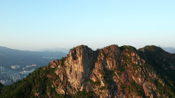 Drone Fly Over Lion Rock Mountain