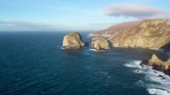 Aerial View of the Beautiful Coast By Port in County Donegal - Ireland