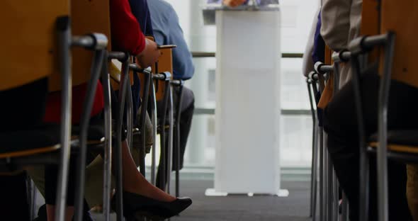 Male speaker speaking in the business seminar 4k