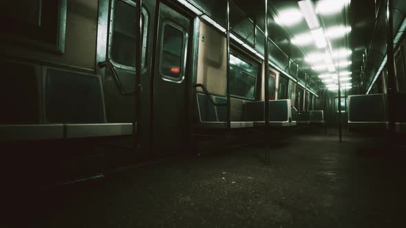 Subway Wagon is Empty Because of the Coronavirus Outbreak in the City