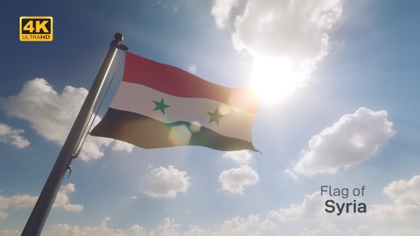 Syria Flag on a Flagpole V2 - 4K