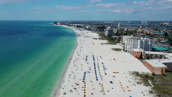 Panoramic View Over St Pete Beach At Daytime In Florida, USA - aerial drone shot