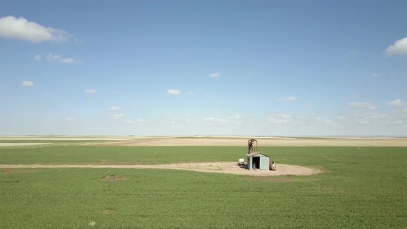 Aerial view of farmlands on Eastern Plains in the Spring.