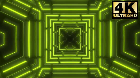 Green Geometric  Neon Tunnel Vj Pack