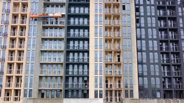 Modern large apartment building. Aerial view of public apartment building