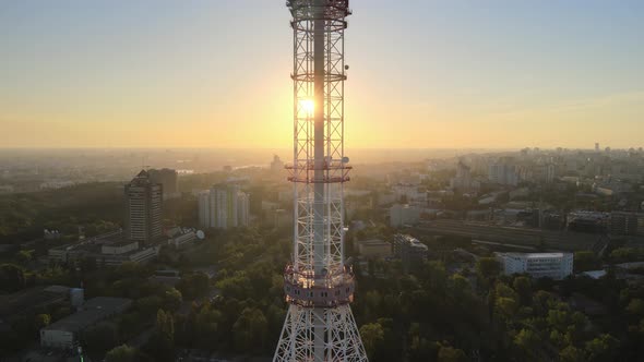 TV Tower in the Morning at Dawn in Kyiv, Ukraine