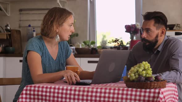 Small Business Partners Have Meeting at Home