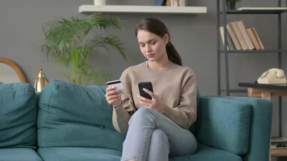 Woman Unsuccessful Online Payment on Smartphone