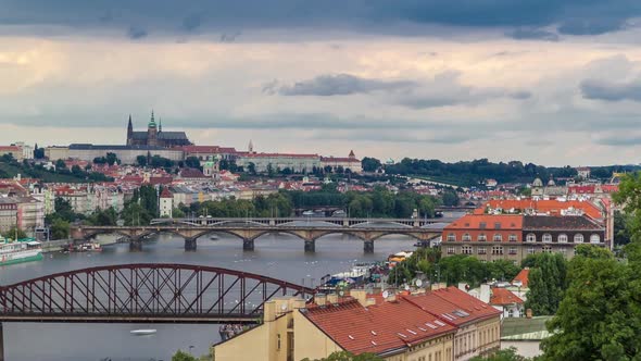 View of Prague Timelapse From the Observation Deck of Visegrad