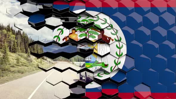 Belize Flag Hexagon Transition - 4K Resolution 