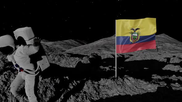 Astronaut Planting Ecuador Flag on the Moon