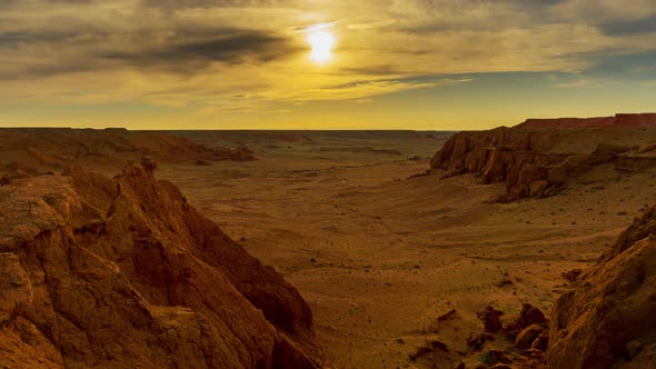 Bayanzag Flaming Cliffs at Sunset in Mongolia