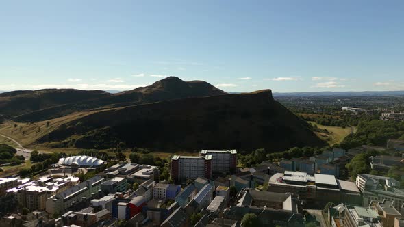 Aerial Video Holyrood Park Salisbury Crags Scotland Uk Mountain Landscape