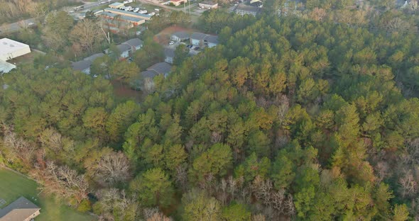 Aerial Top View of Residential Area with Apartment Buildings the Car Parks in Denham Springs