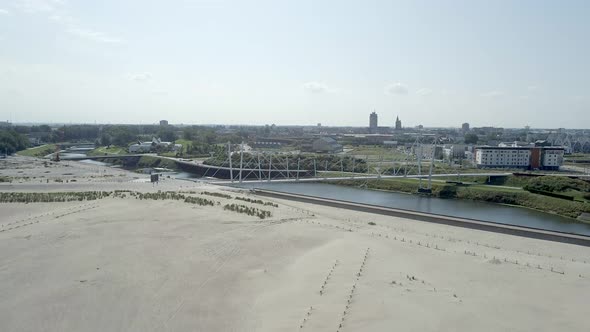 The City and Bridge of Dunkirk in France from the Air