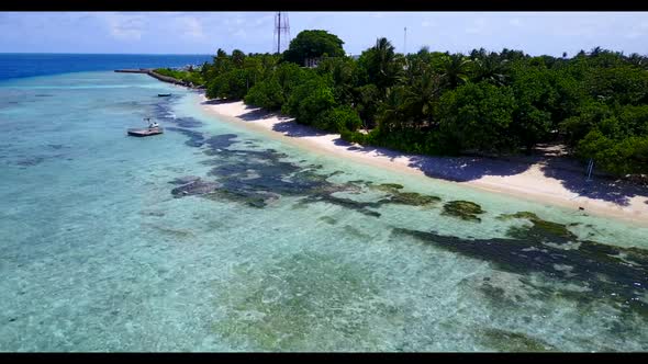 Aerial tourism of beautiful resort beach holiday by blue water and white sandy background of a dayou