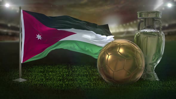 Jordan Flag With Football And Cup Background Loop 4K
