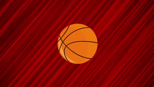 Flying basketball ball on red background. Looped animation of throwing a ball. Moving basketball alt