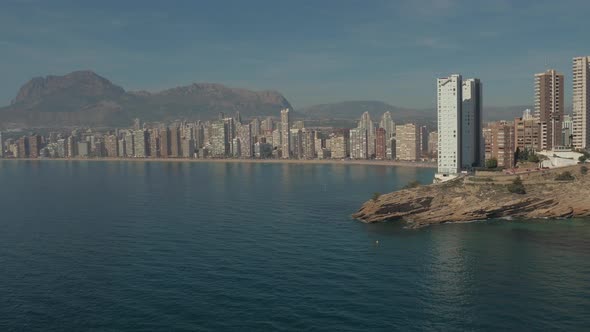 Aerial of Benidorm coastline